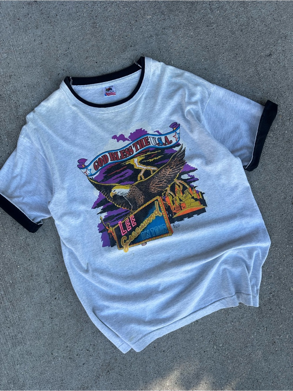 Vintage Lee Greenwood graphic Tee with Eagle and Patriotic